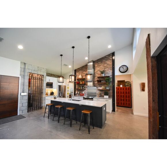 Mid Century Modern Bronze Ceiling Mount Light Geometric Chandelier Pendant Lamp - Picture 5 of 5